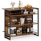 Rustic Brown Kitchen Island with Wine Rack & 3 Shelves – Engineered Board & Metal Frame